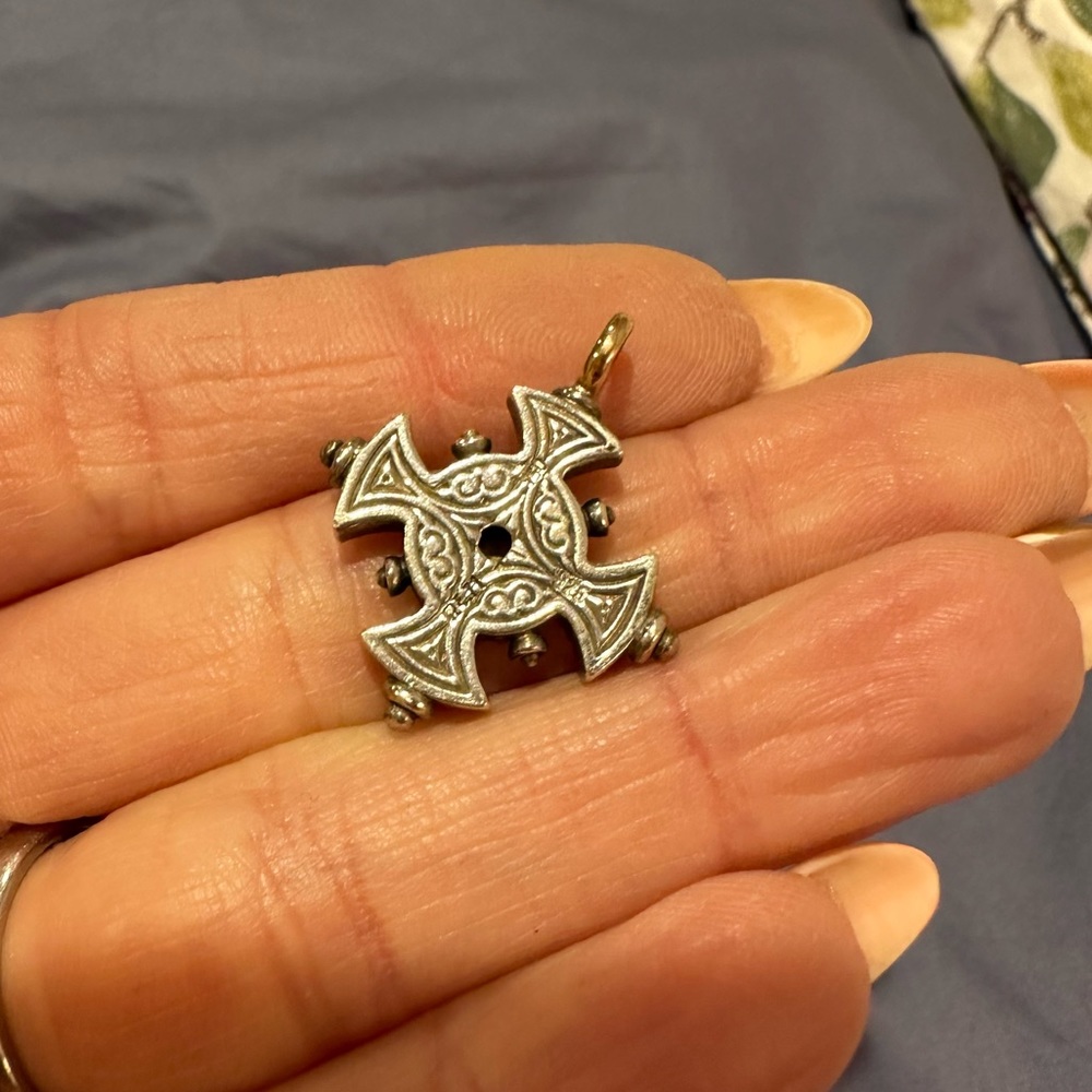 Konstantino Two Tone 18k Gold & Silver Double Sided Byzantine Cross - Picture 9 of 12